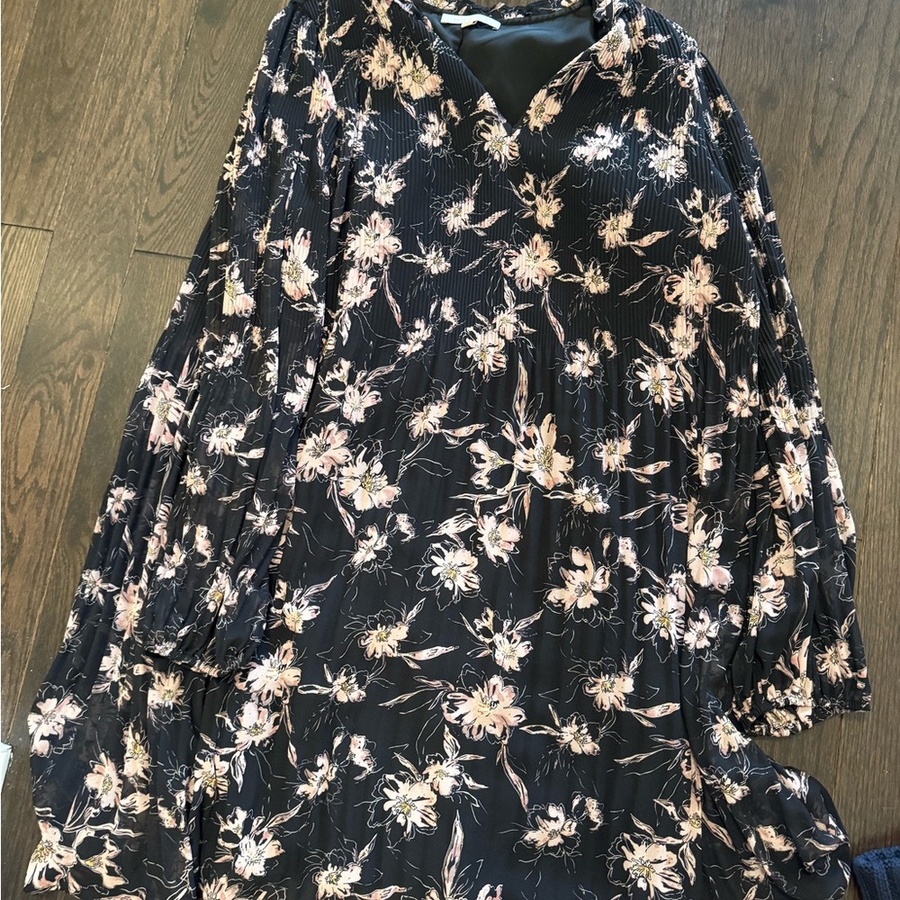 Skies Are Blue Black and Pink Floral Dress
